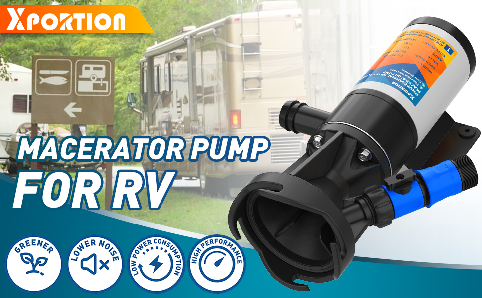 XPORTION RV Macerator Pump,12V RV Waste Pump, RV Sewage Pump,RV Sewer Pump for RV Waste Water