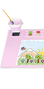 Pink silicone craft mat with cup