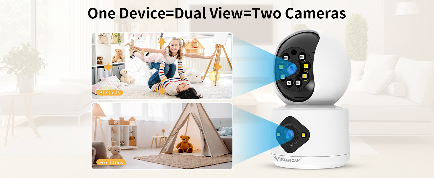 VSTARCAM 1080P Dual Lens: 360° Indoor Security Camera Baby Monitor