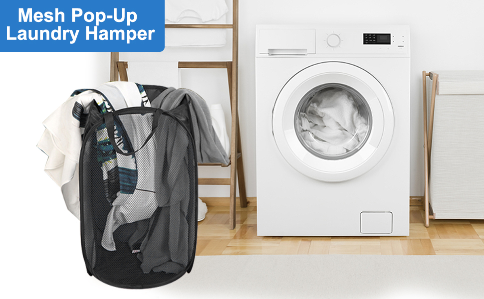 POATOW Mesh PopUp Laundry Hamper,Portable Folding Collapsible Easy