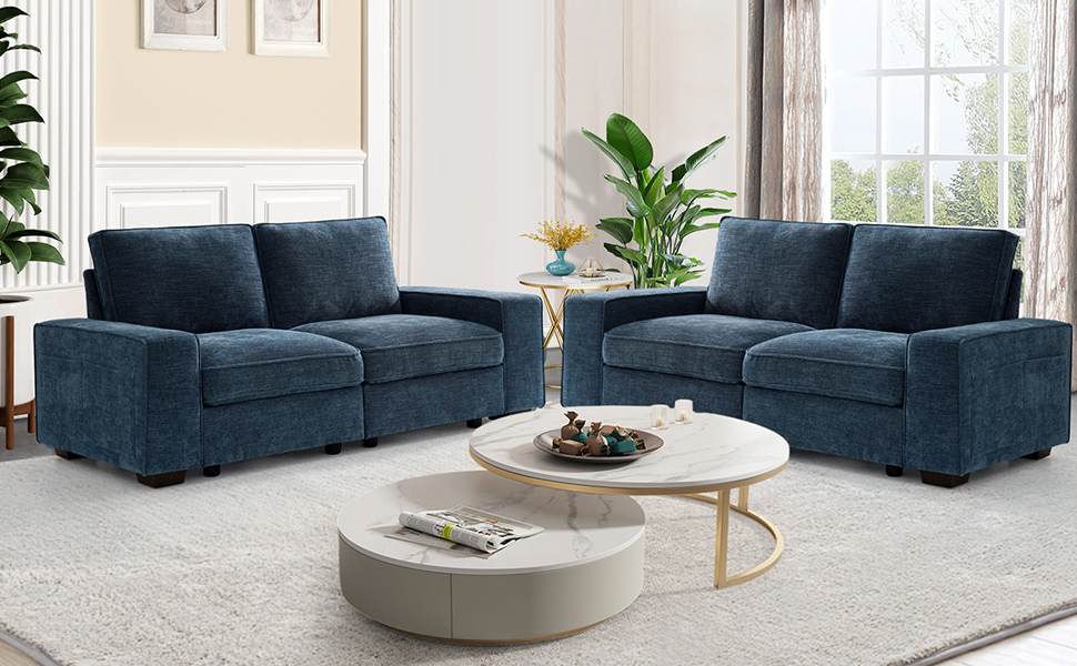 ABAKAN 129" 4Seater Modular Sectional Modern Sofa Couch