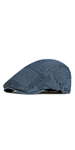 Denim Newsboy Hat Flat Cap for Men