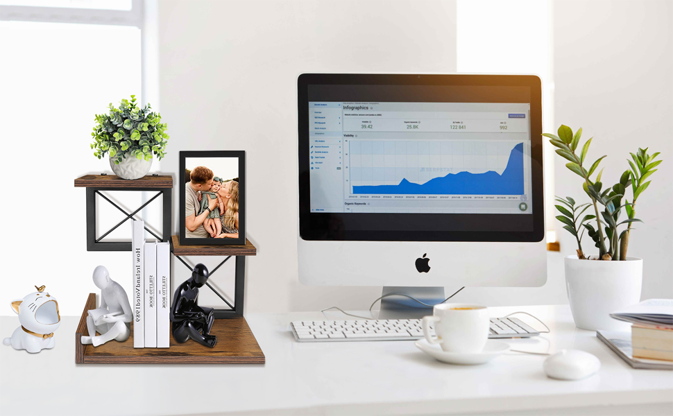 ELITEROO Desk Shelf Organizer, Wood Desktop Organizer Small