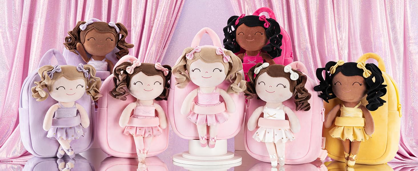 Gloveleya Toddler Backpack Baby Ballerina Girl Gifts Plush Curly Hair Ballet Backpack 