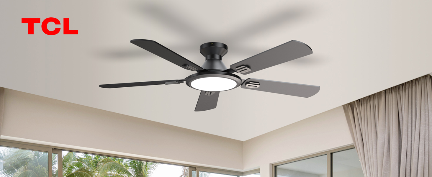 black ceiling fan with lights