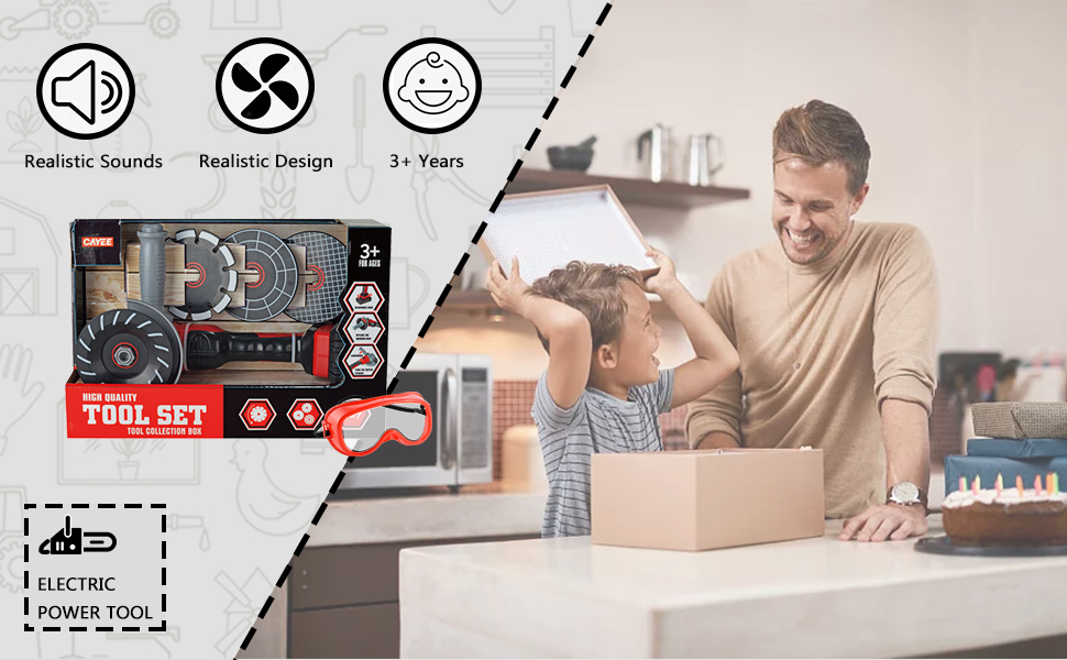 Kids Mini Angle Grinder Toy Tool Set, Pretend Play Series Outside Construction Work