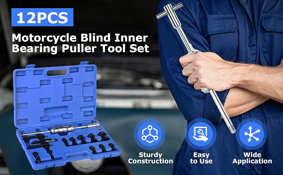 12PCS Motorcycle Blind Hole Collet Bearing Puller Tool Kit