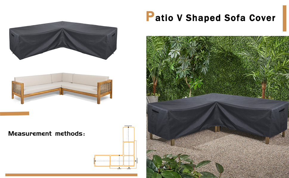 AKEfit Patio Furniture Cover Outdoor VShaped Sectional Sofa Cover