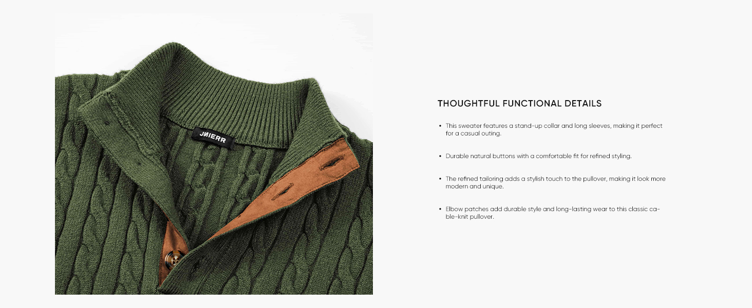 JMIERR Men's Cable Knit Sweater