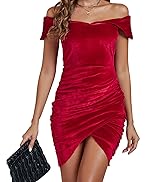 Women's Off Shoulder Velvet Ruched Wrap Bodycon Split Party Cocktail Mini Dresses