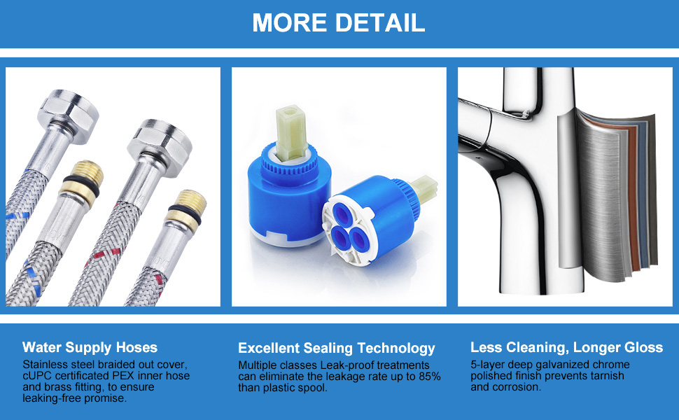 Faustina Bathroom Faucet 1 Hole, RV Bathroom Faucet with Pull Out