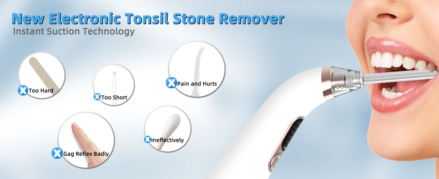 Voraiya® Tonsil Stone Remover Electronic Vacuum Tonsil Stone Removal Kit, 5 Modes