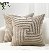 Topfinel 22x22 inches Euro Pillow Shams Set of 2 Soft Corduroy Decorative Throw Pillow Covers for...