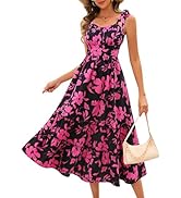 BeryLove Women's Floral Sundresses 2025 Spaghetti Strap Summer Midi Wedding Guest Dress