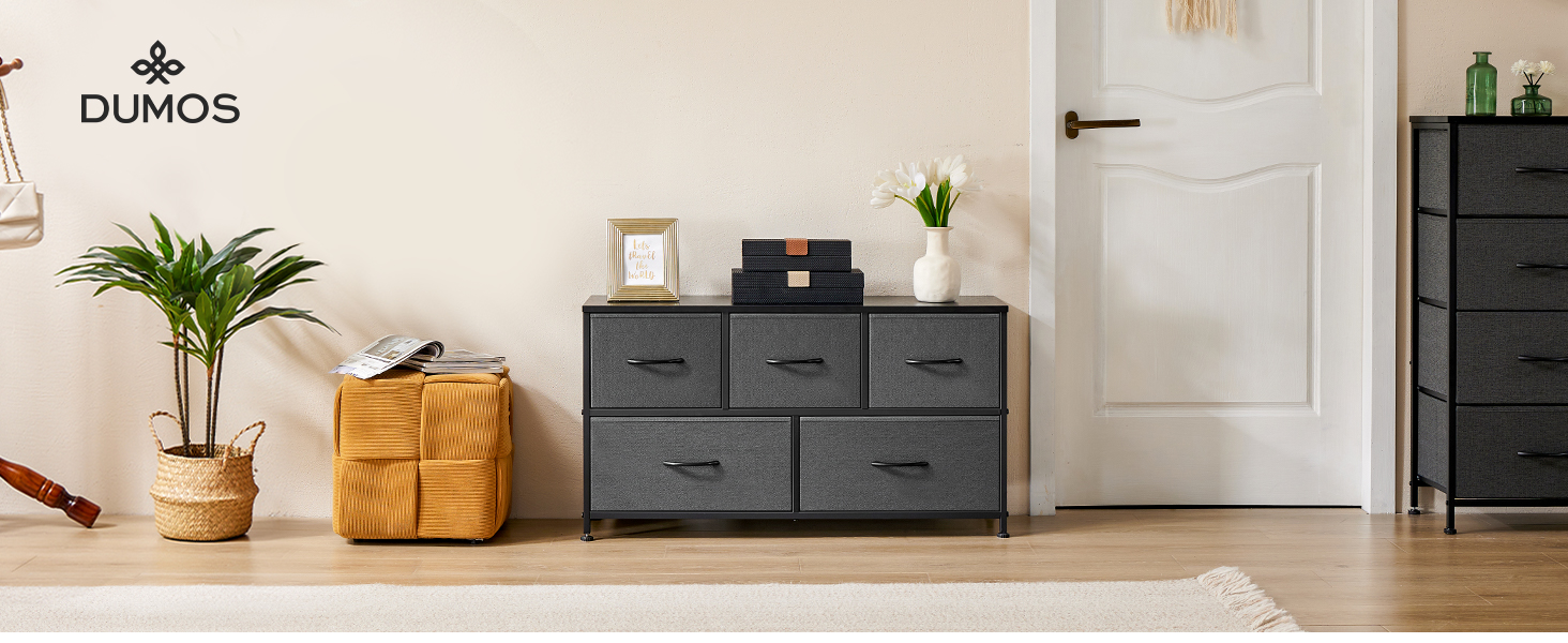 DUMOS Dresser for Bedroom, 5 Storage Drawers
