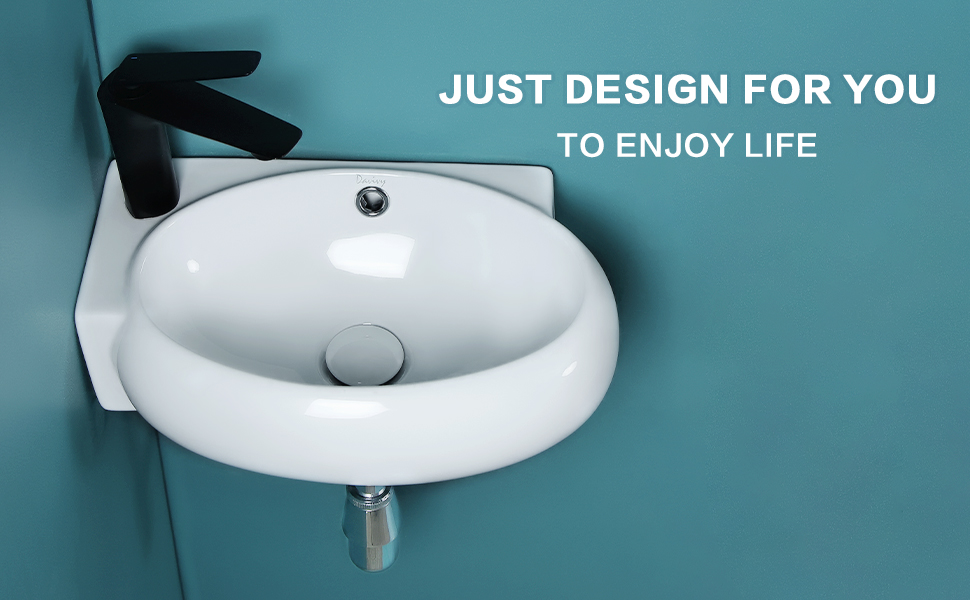 Davivy 17.1" x 12" Wall Mount Bathroom Sink with Pop Up Drain and