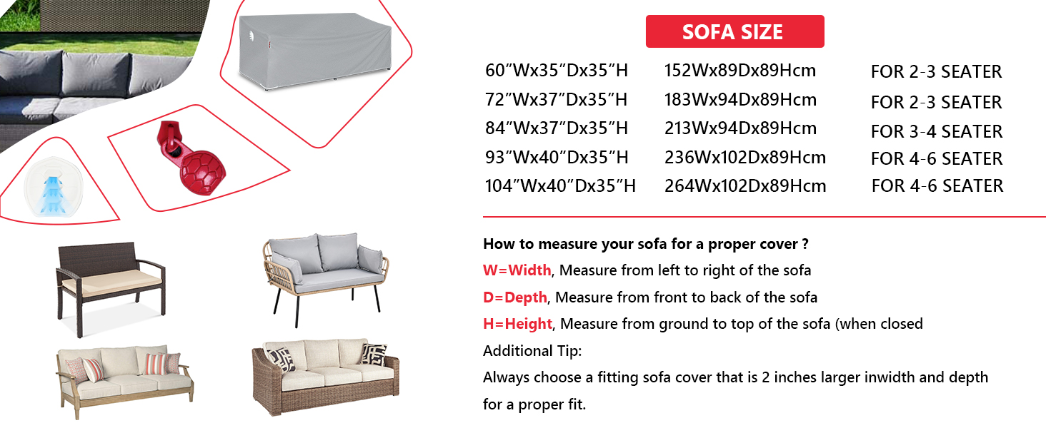 sofa cover size