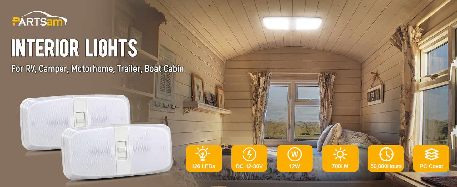 Partsam 2Pcs RV Interior Lights with Off/On Switch, LED