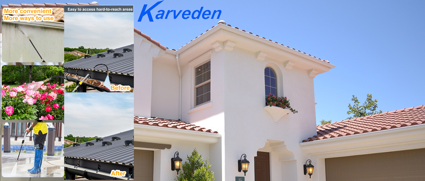 Karveden Gutter Cleaning Tools 16.4FT Telescoping Gutter Cleaner Tools From Ground
