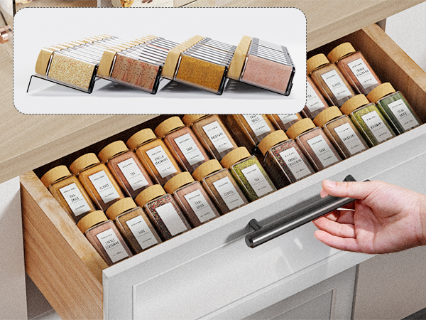 Amazon.com: 19 x 13 Inches Spice Drawer Organizer, 4 Tier