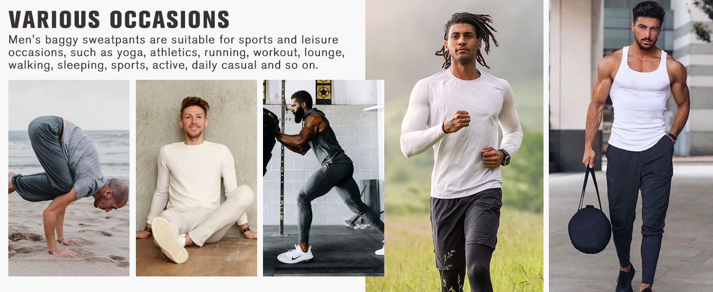 COOFANDY Mens Joggers Lightweight Wide Leg Sweatpants