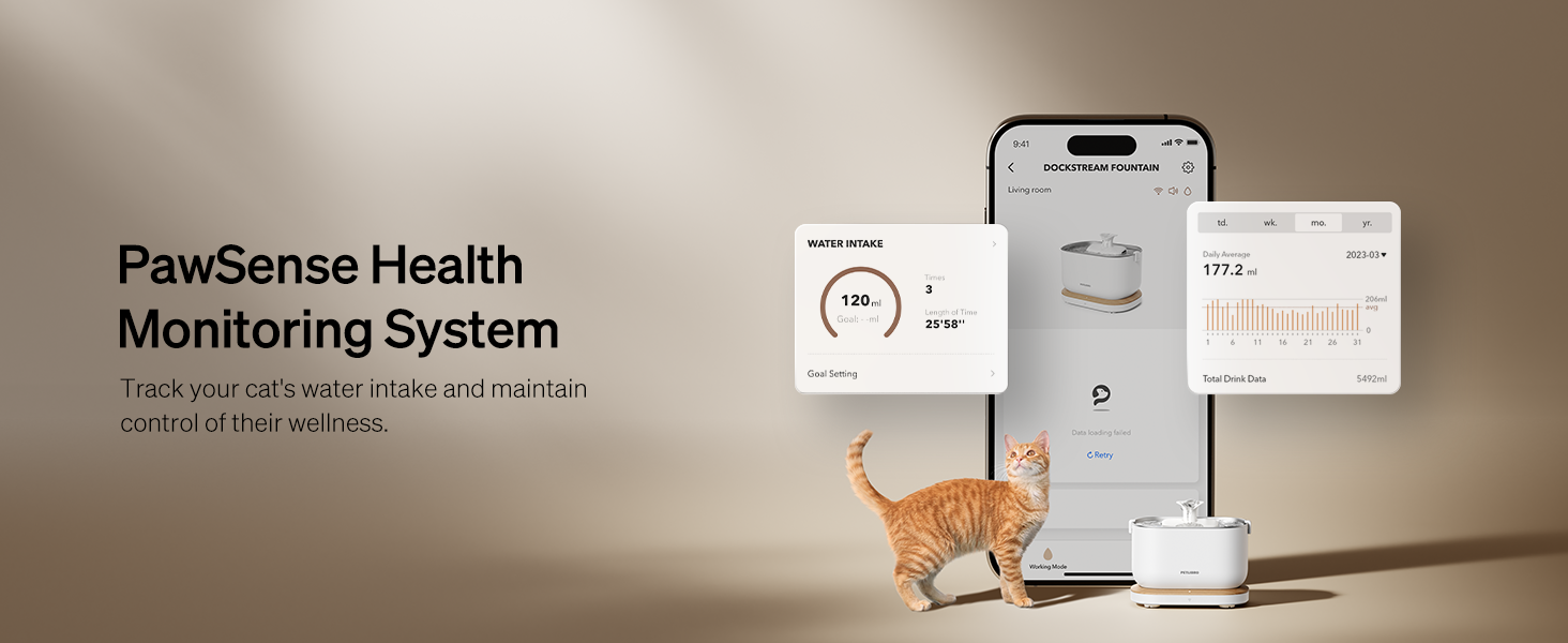 PETLIBRO App Monitoring Cat Water Fountain Dockstream Smart Wi-Fi Cat Fountain pc05