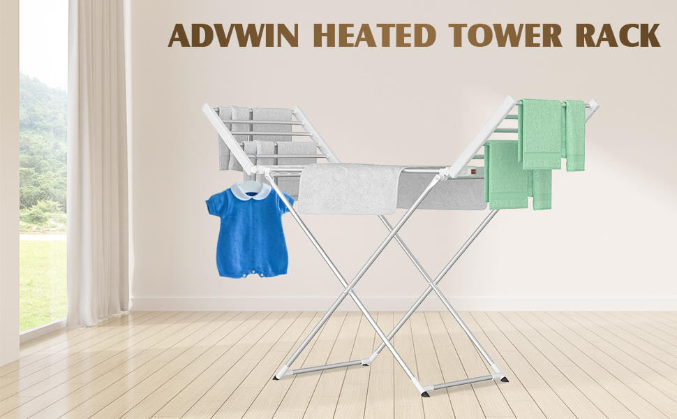 ADVWIN Electric Towel Warmer Rack, Electric Heated Clothes Drying Rack