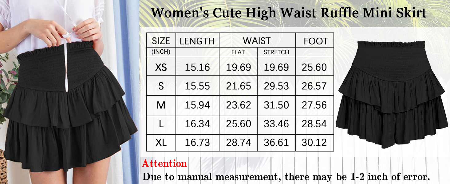 Womens Cute High Waist Ruffle Mini Skirt
