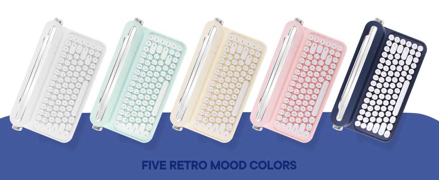 PolaTab ACTTO Retro Mini Bluetooth Typewriter Keyboard, 84