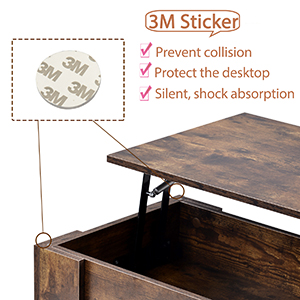 HOOSENG Lift Top Coffee Table, Wooden Coffee Table With Storage Space, Industrial Coffee Table Tea Table For Living Room, Office, Balcony, Rustic Brown, 100 X 45 X£¨49-63 ) CM 15 2