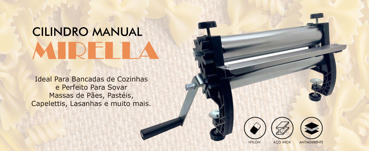 Cilindro de macarrão pastel lasanha Rolo Massas Artesanais Máquina Laminadora Esticador Espaguete