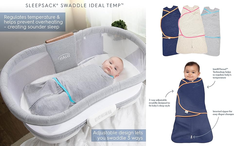 Halo Sleepsack Swaddle Ideal Temp, 3Way Adjustable