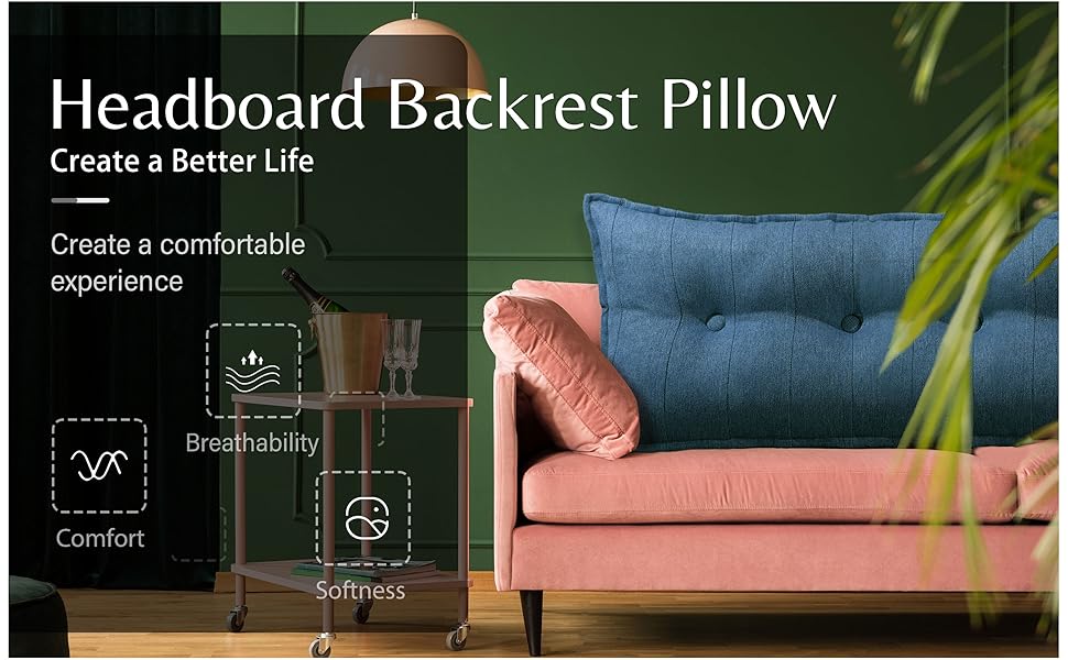 Rucener Rectangular Headboard Reading Body Pillow Large