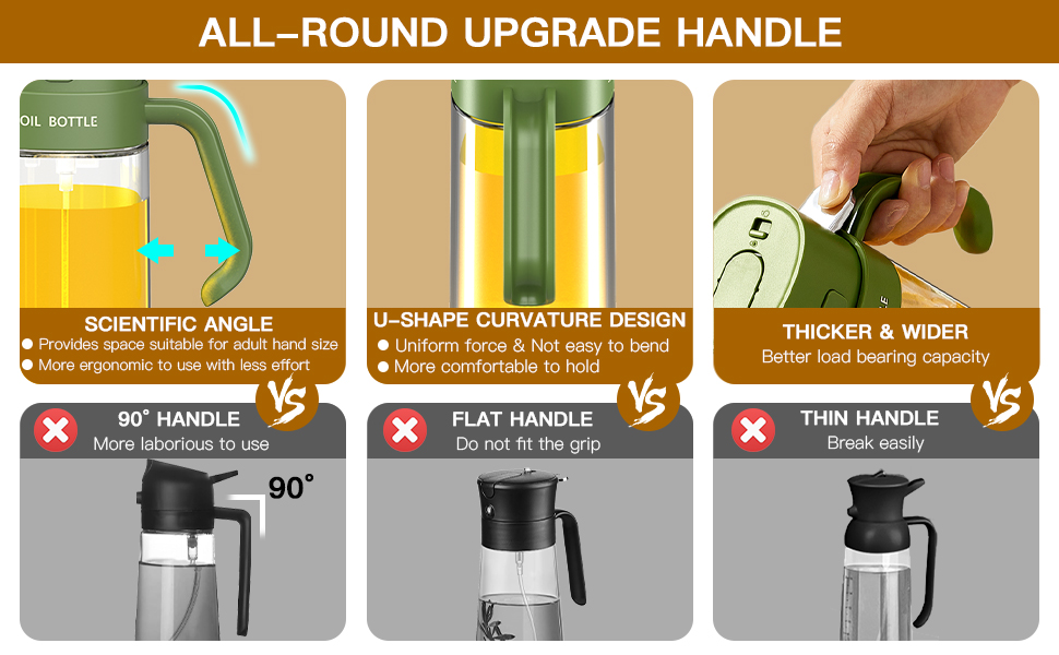 2Pcs 19oz Oil Sprayer for Cooking 2 in 1 Oil Dispenser