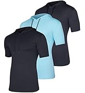 Real Essentials 3 Pack: Men's Dry Fit Short Sleeve Active Athletic Hoodie Pullover Sweatshirt (Av...