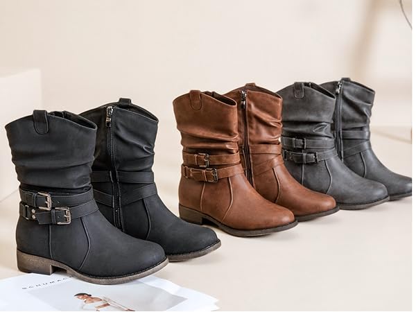 Amazon.com | Ataiwee Women's Mid-Calf Cowboy Cowgirl Boots