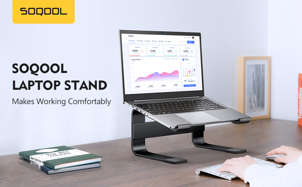 Soqool Laptop Stand, Aluminium Laptop Stand with Ventilation, Ergonomic