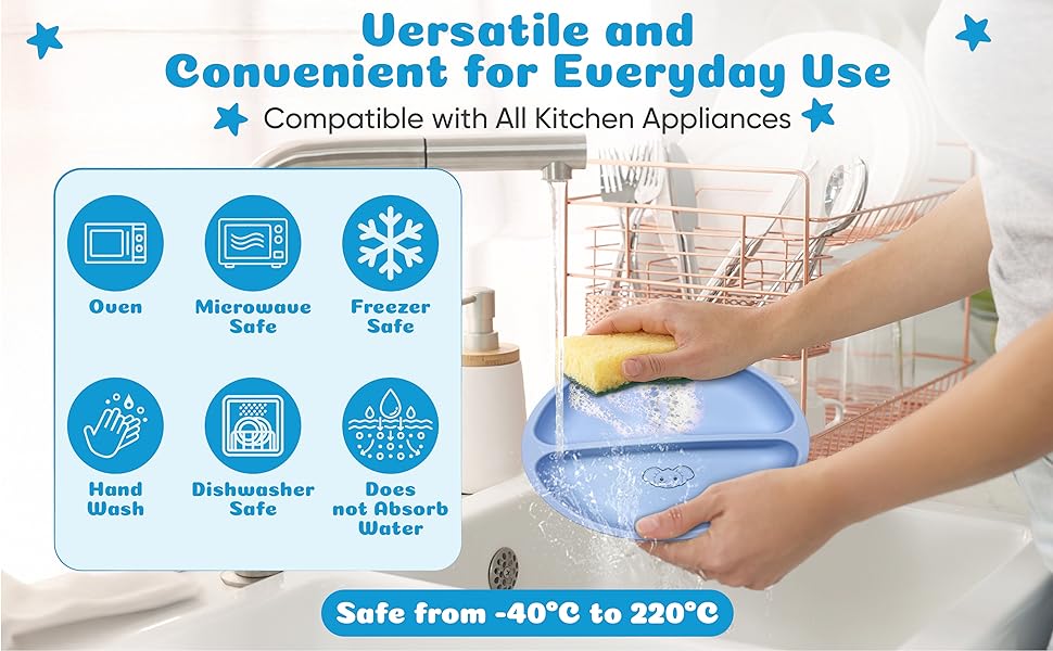 Baby feeding set dishwasher, oven and microwave safe