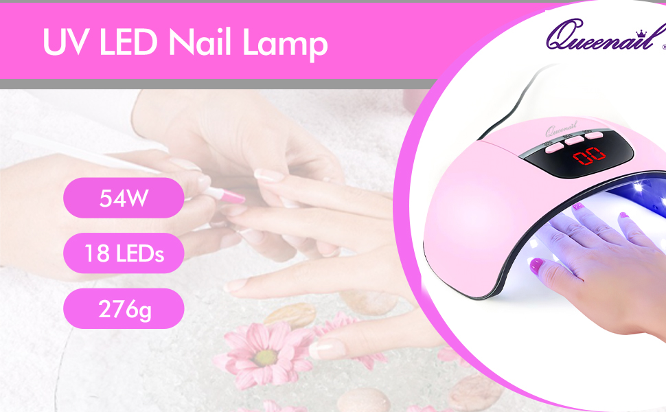 Queenail® Nail Curing Lamp UV LED 54W Nail Dryer Light with 3 Timer