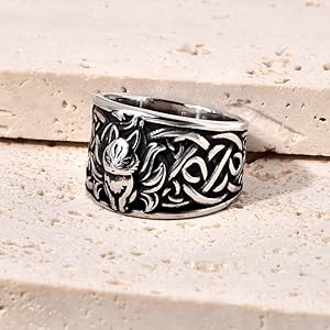 Amazon | [Rockyu] リング メンズ シルバー 九尾の狐指輪 おしゃれ 狐