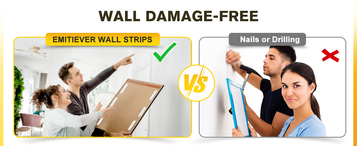 EMITEVER Picture Hanging Strips Heavy Duty, Damage Free Hanging Picture Hangers, Picture Hanging