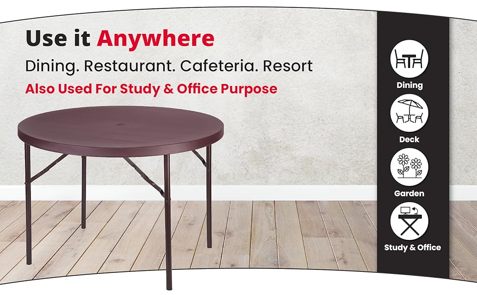 Supreme Furniture Disc Foldable, Round Plastic Table