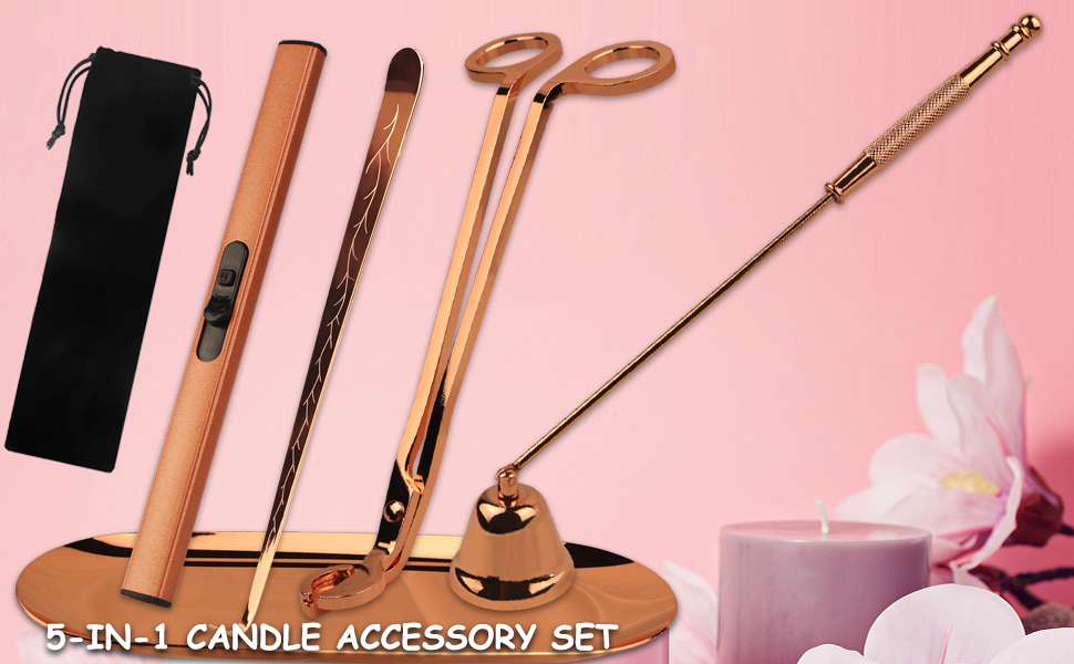 5 in 1 Candle Accessory Set, USB Rechargeable Lighter, Candle Wick