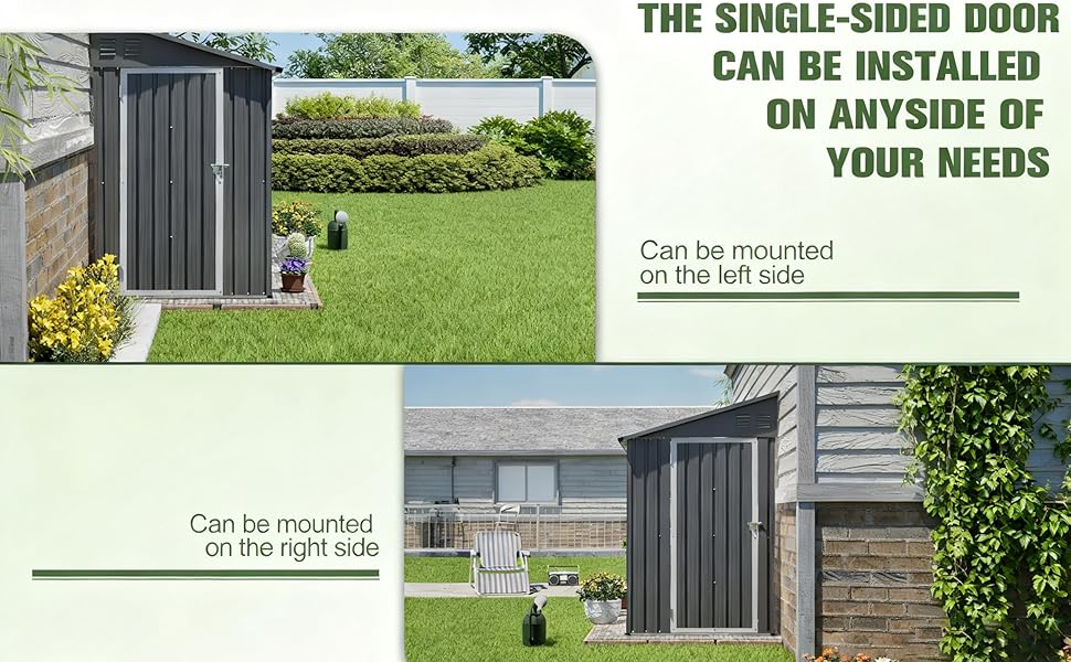 4x8 FT Lean to Metal Shed