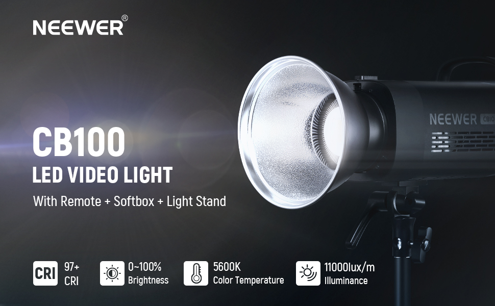 NEEWER CB100 100W LED Video Light Kit, 5600K COB Daylight