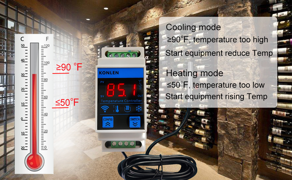 Temperature Alarm Cooling Heating Mode