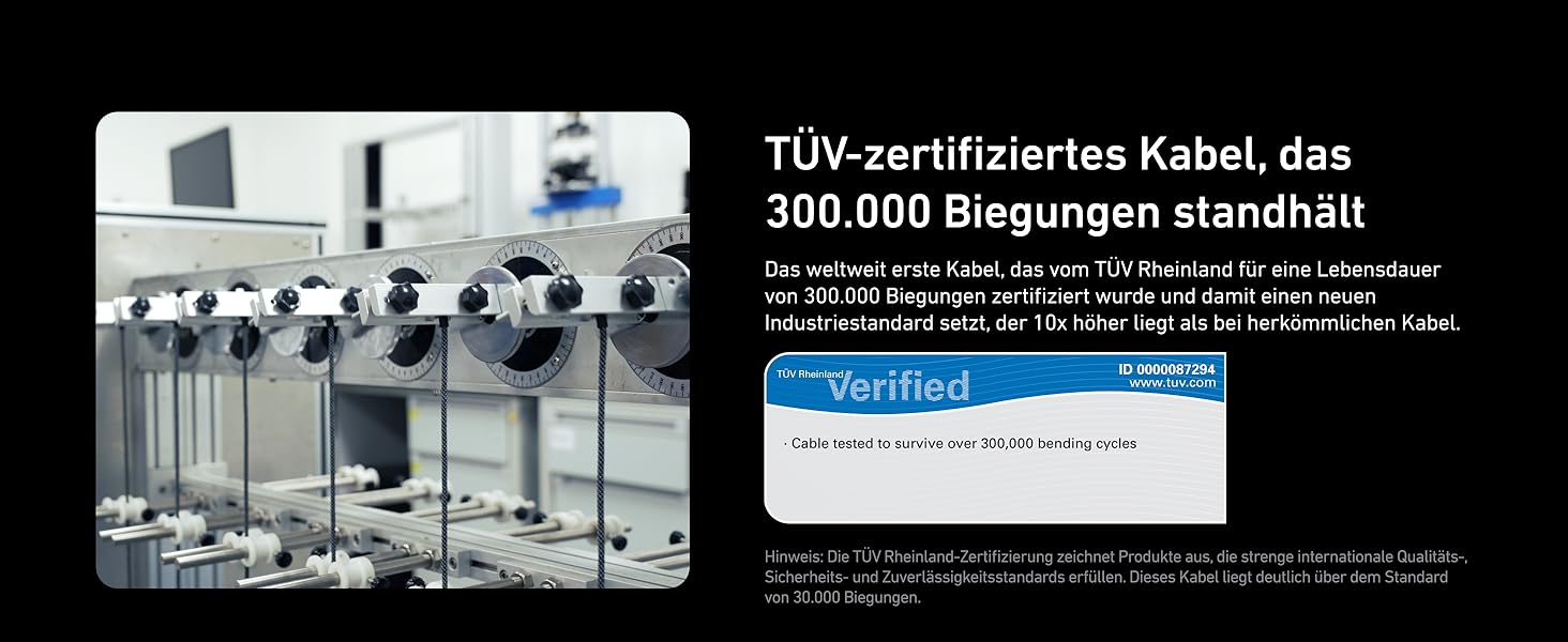 Industrielles Laborumfeld mit TÜV-zertifizierten Kabelprüfgeräten mit mehreren Prüfstationen und Zertifizierungsdisplay