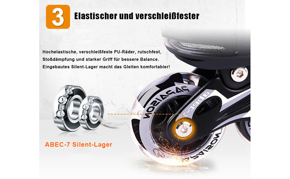 XIUWOUG Inline Skates Für Kinder Und Erwachsene, 8 LEDBlinkräder, 27