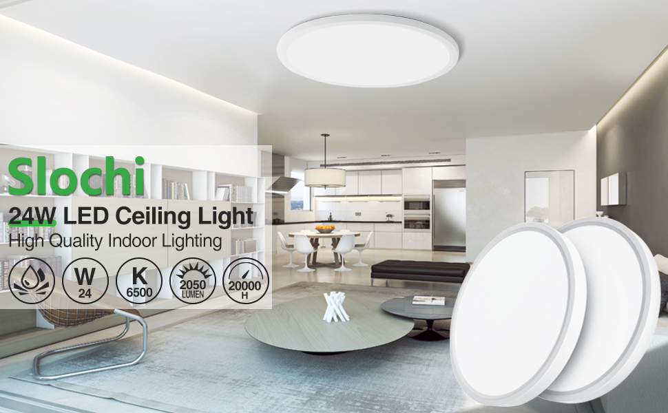[ 2 Pack] Bathroom Lights,24W 2050LM Round Ceiling Lights,6500K,150W