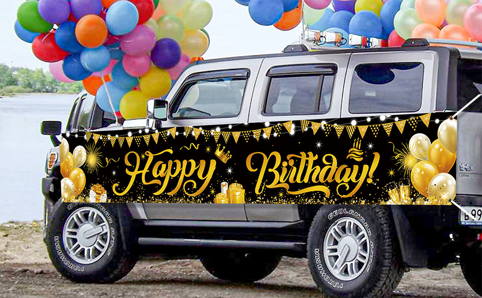 Large Happy Birthday Banner, Colorful Happy Birthday Yard Banner for